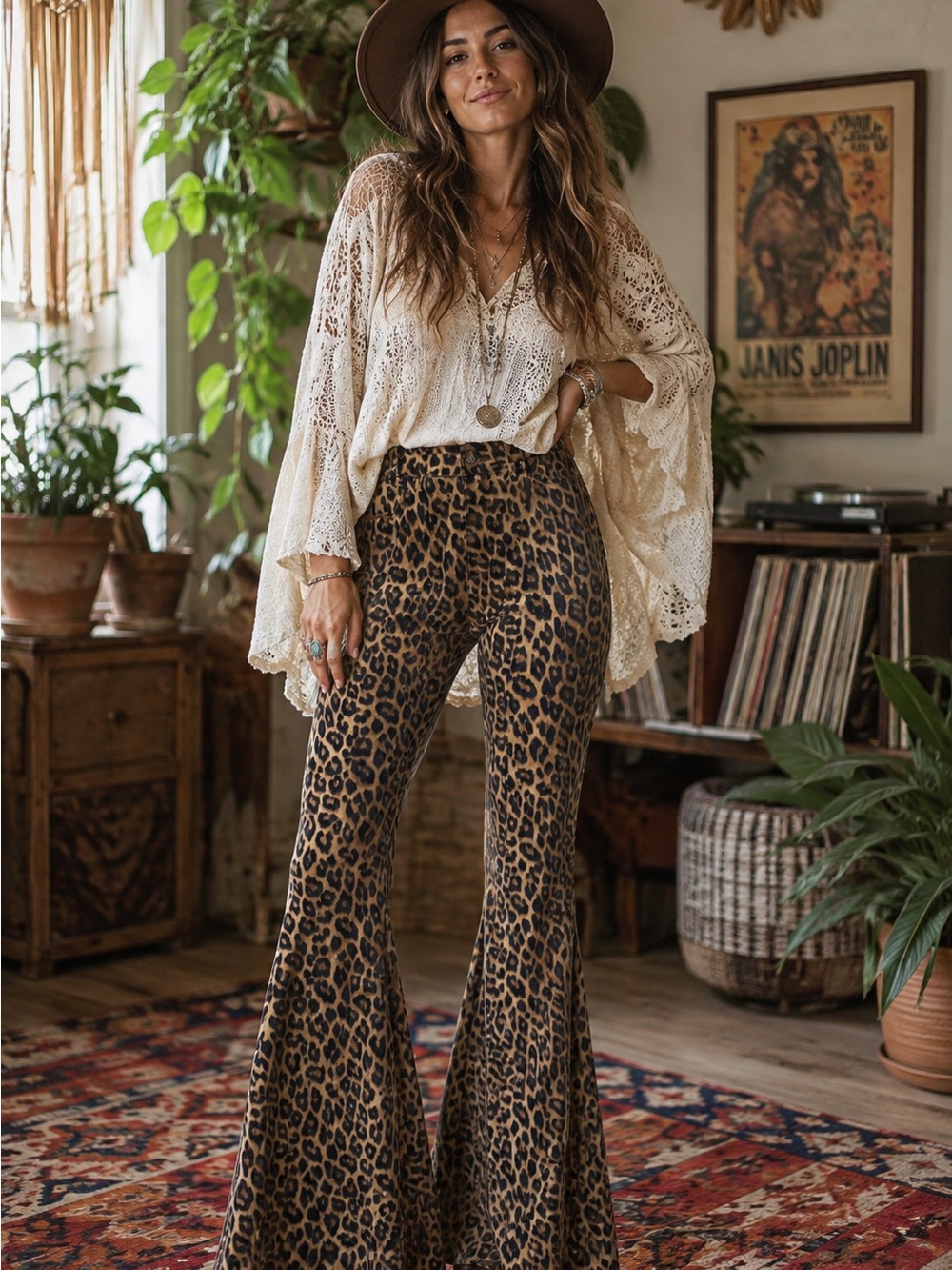 Judy Blue Leopard Print Flare Pants in Brown and Black